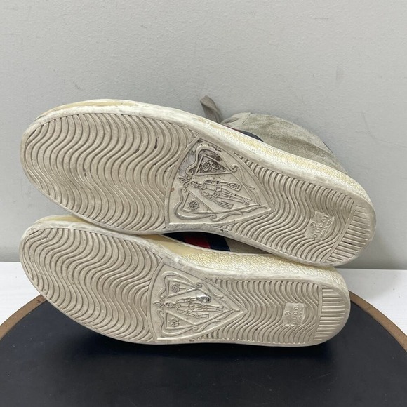 Gucci Sneakers Mens Size 8G Beige Suede Web Stripe High Top Sneakers Italy